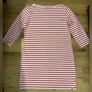 Vineyard Vines Boat Neck 100% Cotton T-Shirt Striped Mini Dress in Pink & White